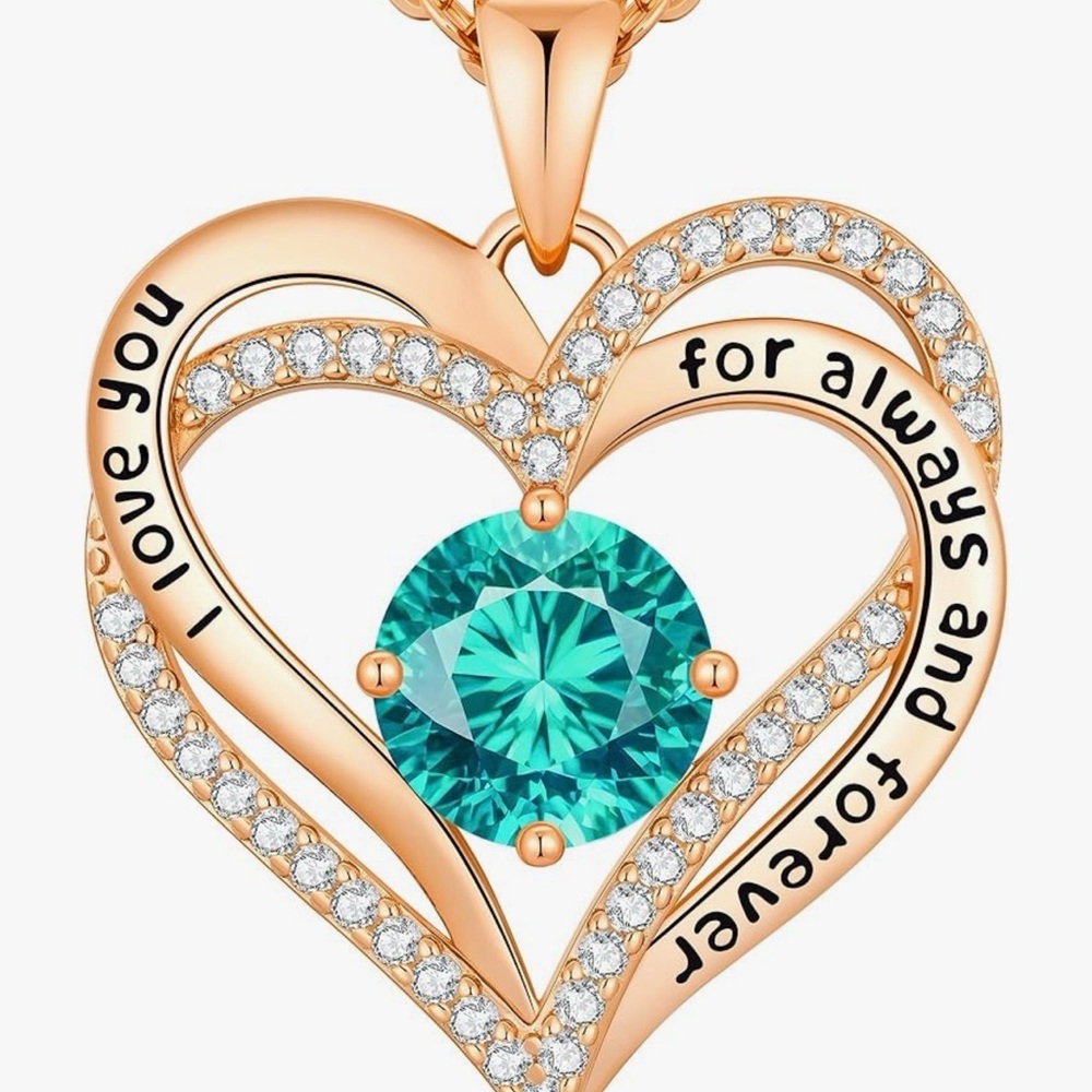 Elegant Heart Pendant Necklace with December Birthstone